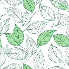 Light green leaves pattern on white background (1)