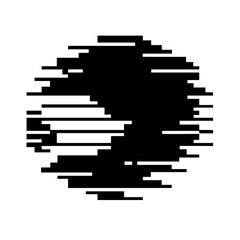 Abstract black and white circle glitch effect vector design element graphic illustration art background image