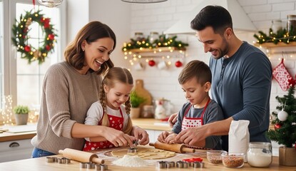family celebrating christmas