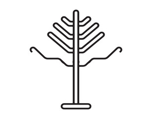 Simple coat tree stand in 2D vector drawing