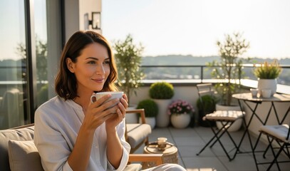 young woman drinking coffee
