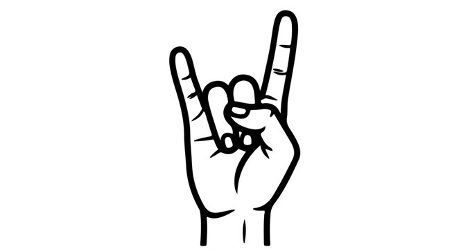 Rock on hand sign vector illustration heavy metal devil horns hand gesture outline drawing for graphic design 100