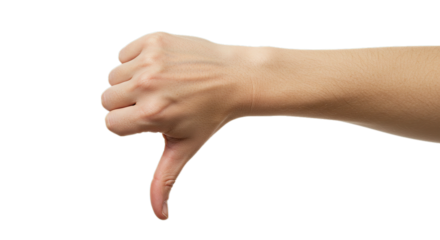 Thumbs down hand gesture isolated on black background for disapproval or negative feedback concept