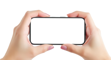 Hands Holding Smartphone on transparent background png