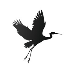 Fototapeta premium Crane Flying Elegantly Over Wetlands Silhouette Vector Illustration