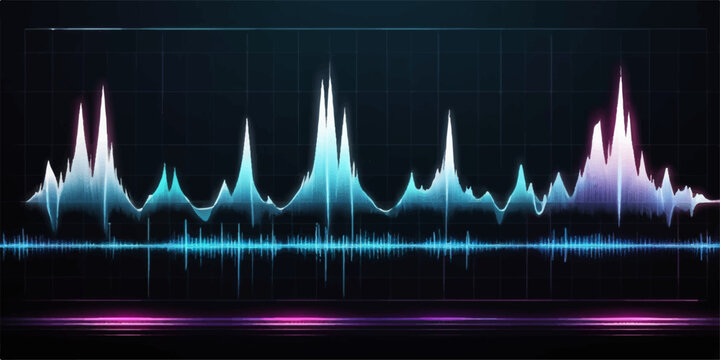 Blue cardiogram with heart beat waves on a sound monitor background