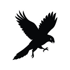 Fototapeta premium Hawk Clutching Prey Mid Flight Motion Silhouette Vector Illustration