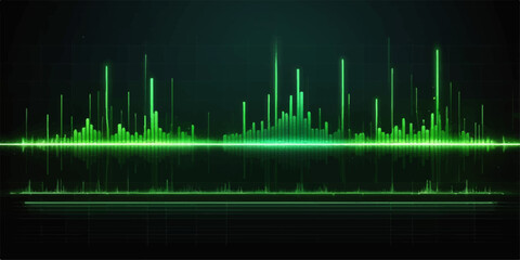 Abstract blue digital equalizer sound wave graph illustration on a black background, a vector technology design