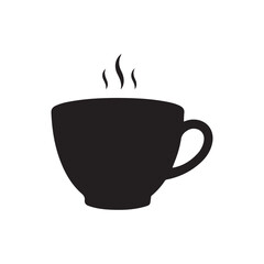 Hot coffee cup silhouette vector flat illustration design on white background