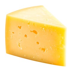Yellow tasty cheese wedge, dairy product, food ingredient on transparent background