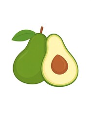 Two avocados, whole and sliced