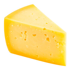 Yellow cheese wedge, dairy product, food ingredient on transparent background