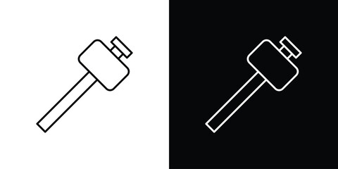 Wooden mallet icon vector illustration sign symbol. linear design