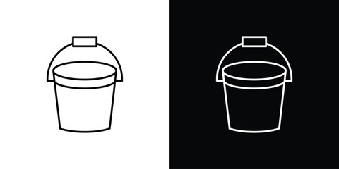 Water bucket icon vector illustration sign symbol. linear design