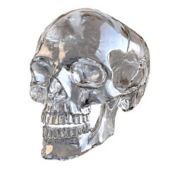 Translucent Glass Human Skull, 3D Render, Ethereal, Mysterious, Anatomy Study
