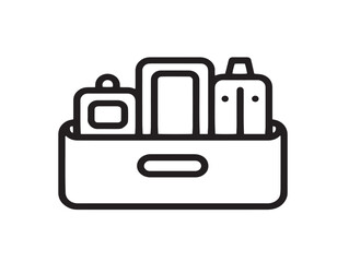 Modern minimal organizer tray icon in flat vector style