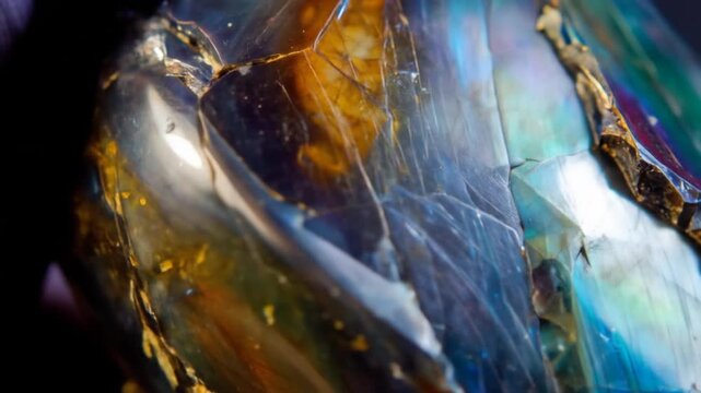 Close Up of Iridescent Labradorite Mineral Specimen with Detailed Texture and Natural Surface Shimmers Featuring a Rainbow of Colors and Crystalline Pattern