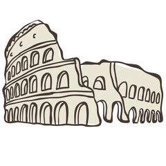 Illustration of Collosseum. Vector Graphic on the white Background.