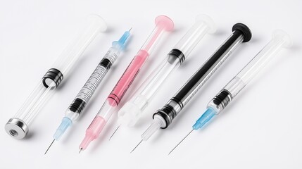 Fototapeta premium Assorted medical syringes isolated on white background
