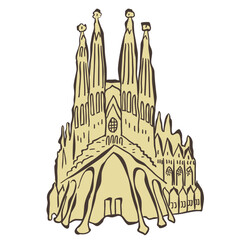Illustration of Sagrada Familia. Vector Graphic on the white Background