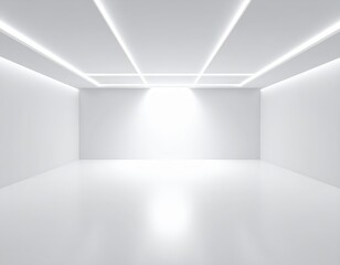 Fototapeta premium a close up of a white room with a light coming from the ceiling