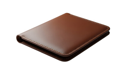 Brown leather bi fold wallet isolated on transparent background