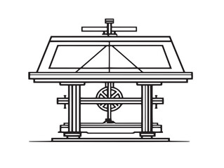 Modern drawing desk icon in elegant line vector design