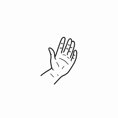 Obraz premium Open hand gesture in a simple line drawing style