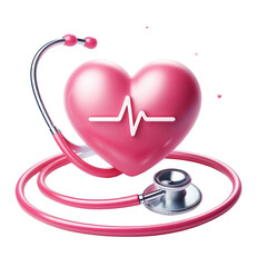 stethoscope and heart on white