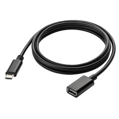 Obraz premium Black usb adapter cable for data transfer connecting electronic devices and computer hardware isolated on transparent background