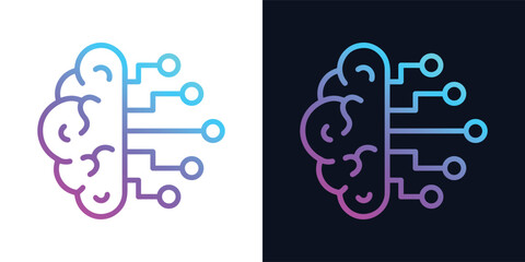 Artificial Intelligence AI Brain with Integrated Chip. Artificial Intelligence icon featuring machine learning, generative AI, intelligent algorithms, virtual cognition, and future technology concepts