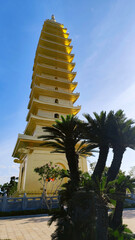 Mountain pagoda Truc Lam Phung Thuy Son near Nha Trang, Vietnam, surrounded by nature and peace.