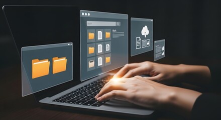 Cloud computing file management system data storage online backup and security concept