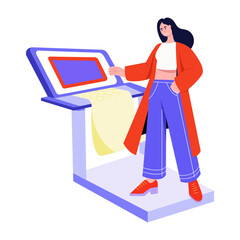 A flat style illustration depicting textile printing