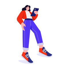 A flat style illustration depicting a person using smartphone