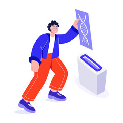 A flat style illustration depicting dna scanner