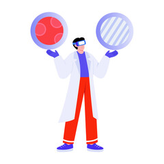 Fototapeta premium A flat style illustration showing scientist