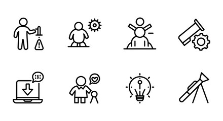 Vector art of Modern Line Icons:  Science, Technology, Innovation, and Growth Concepts.
