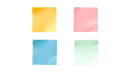 Fototapeta premium Photograph of Four Small Square Sticky Notes in 2x2 Grid Layout – Isolated on Transparent Background