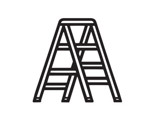 Modern Folding Ladder Icon with Minimal Simple Vector Outline Style