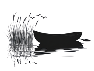 silhouette of a boat on white background