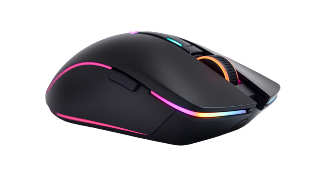 High-Quality Modern Gaming Mouse with Sleek Ergonomic Design – Product Photo on Transparent Background