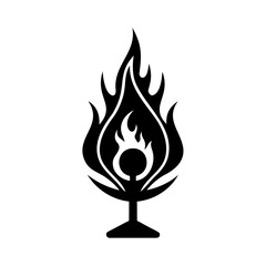 Symbol of Sacred Fire Burning Brightly Above a Stylized Chalice Altar