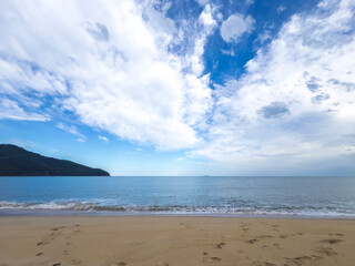 Idyllic Deserted Beach with Footprints in the Sand and Calm Sea in Brazil