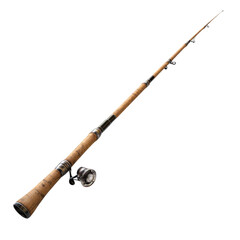 fishing rod and reel on white background