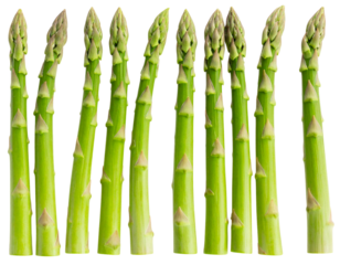 Fresh green asparagus stalks on a transparent background  