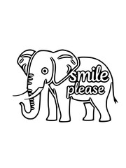 Fototapeta premium Smile Please Elephant – Cute Line Art SVG for Kids & Decor 