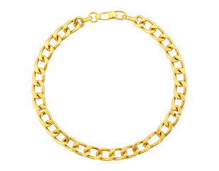 Minimalist Gold Chain Bracelet Laid Flat in Circular Shape, Lobster Clasp Visible, Isolated PNG