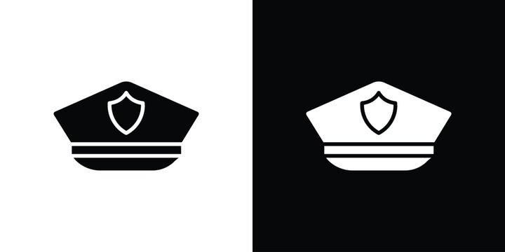Police cap icon. simple glyph icon. Vector solid isolated black illustration.