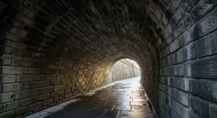 Stone arch tunnel, light at the end